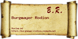 Burgmayer Rodion névjegykártya